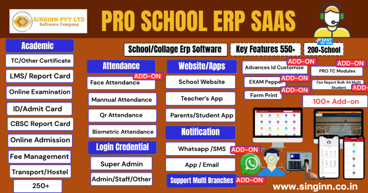 Pro School Erp Software (SaaS) Web+Student Apps+Parents Apps+Teacher Apps