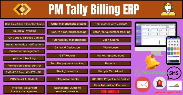PM Tally Billing ERP WEB+APPS  Saas Supports