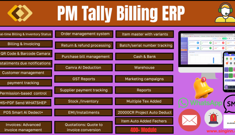 PM Tally Billing ERP WEB+APPS  Saas Supports